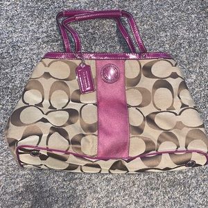 Coach purple and brown bag bundle with wallet bag has snap inside